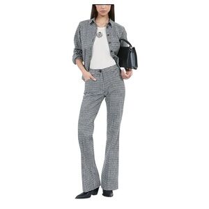 THE KOOPLES Check-Pattern Wool-Blend Trousers FR Size 36/US 4 NWT Black/White